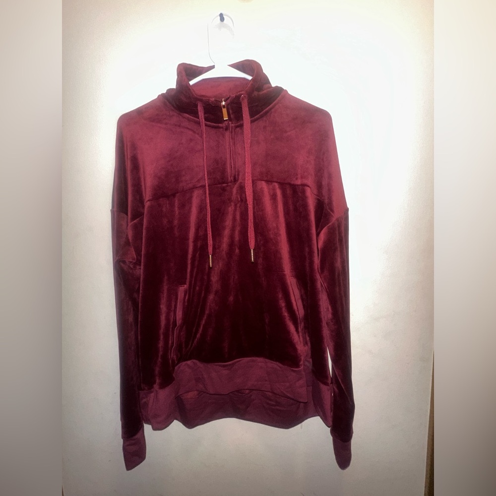 C9 Champion Velvet Half Zip Burgundy Pull Over Size Large - Picture 2 of 6